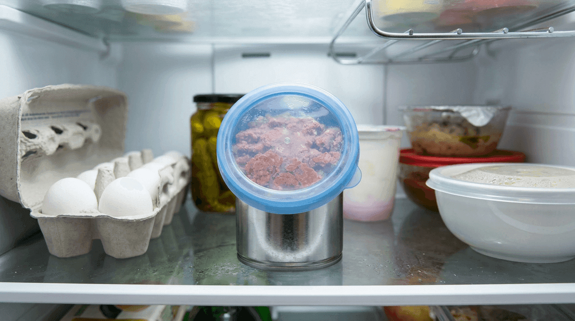Refrigerated Dog Food: Opened Cans and Leftovers